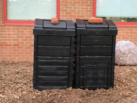composting bins build by students 2 black composting bins